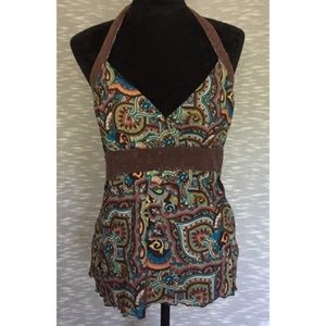 Brown Halter Top With Paisley By Studio 1940